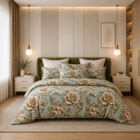 Aqua Blossom Duvet Cover Set