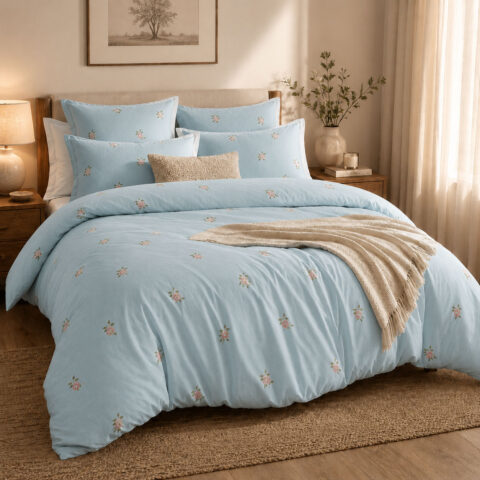 Bluish Floral Duvet Set