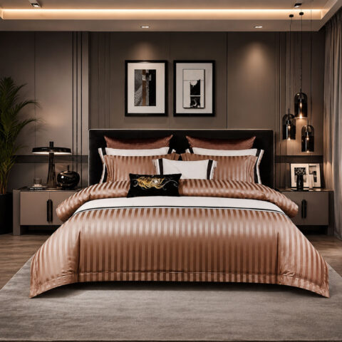 Champagne Stripe Bedding Set