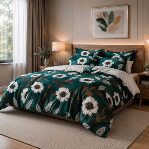 Emerald Bloom Duvet Cover Set