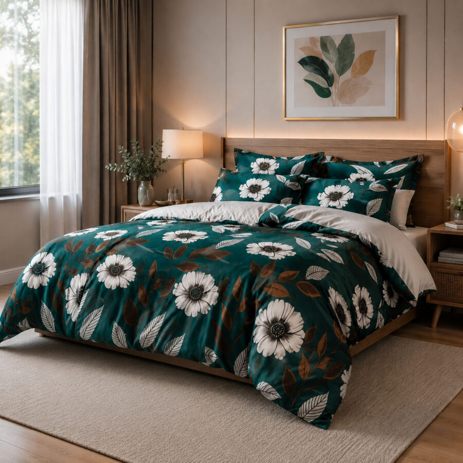 Emerald Bloom Duvet Cover Set