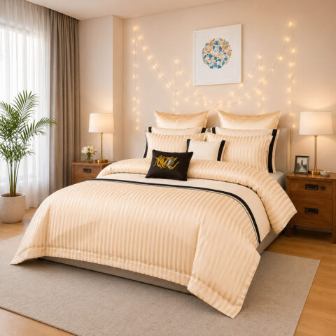 Ivory Stripe Bedding Set