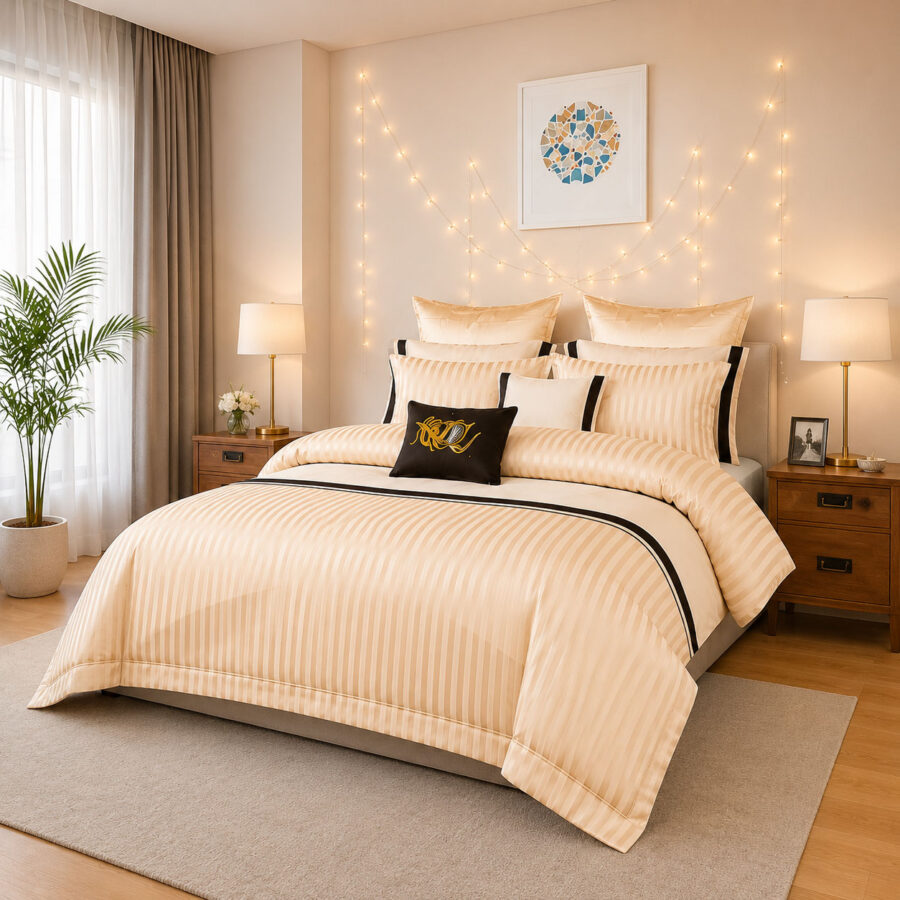 Ivory Stripe Bedding Set