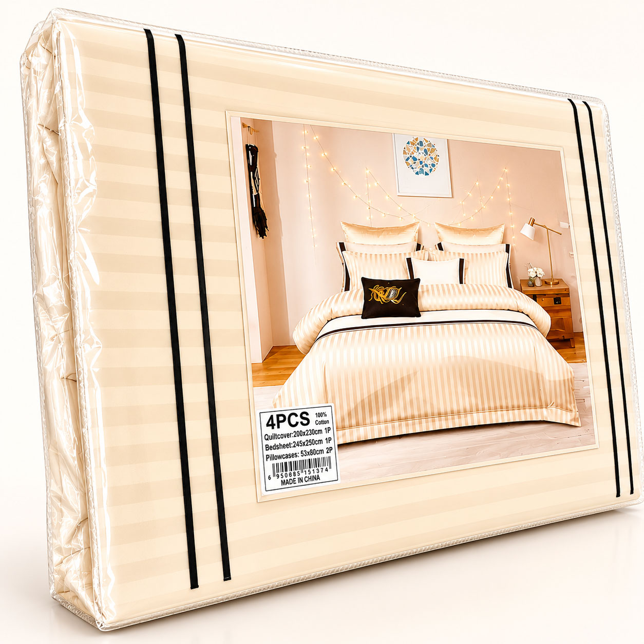 Ivory Stripe Bedding Set