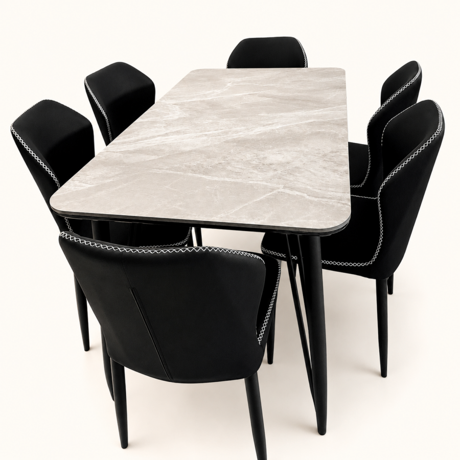 Marble Edge 6-Seater Dining Set