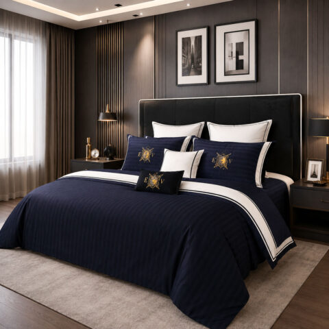 Royal Blue Stripe Bedding Set