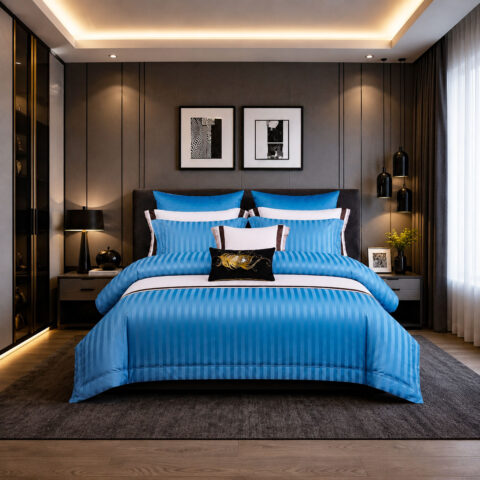 Skyline Blue Stripe Bedding Set