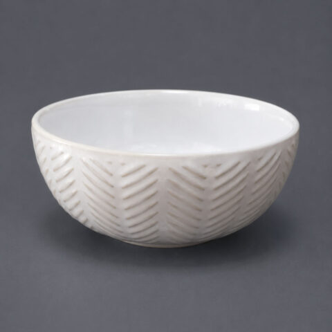 Ivory Chevron Porcelain Bowl