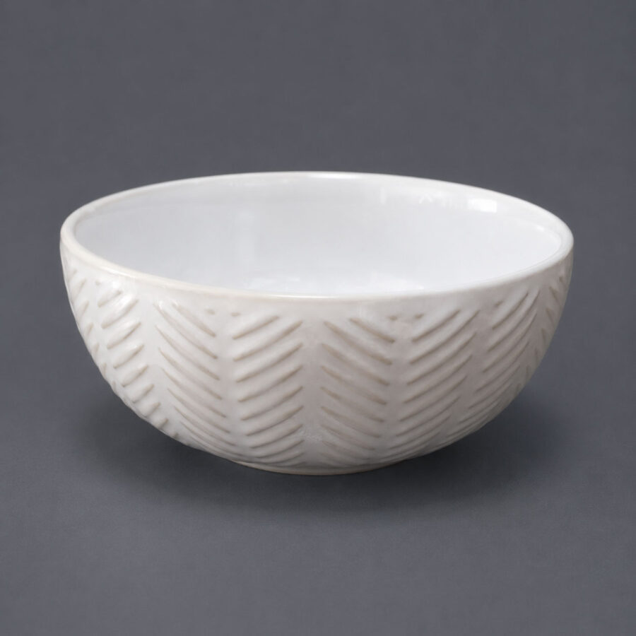 Ivory Chevron Porcelain Bowl