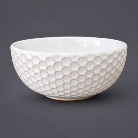 Ivory Honeycomb Porcelain Bowl