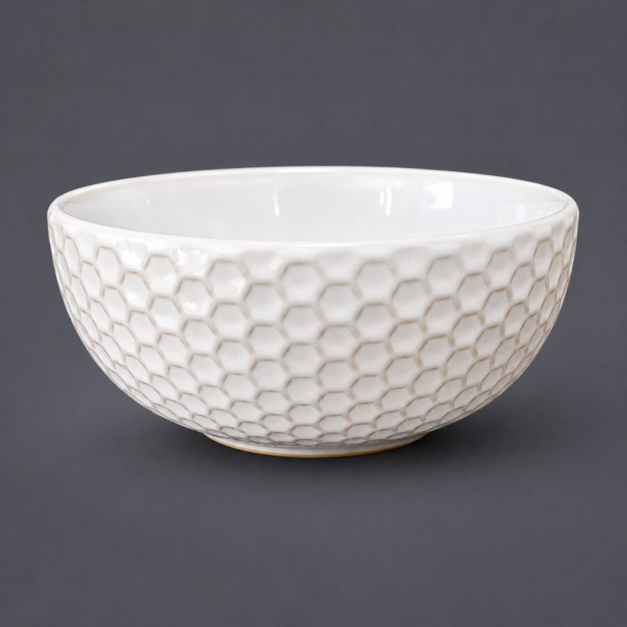 Ivory Honeycomb Porcelain Bowl
