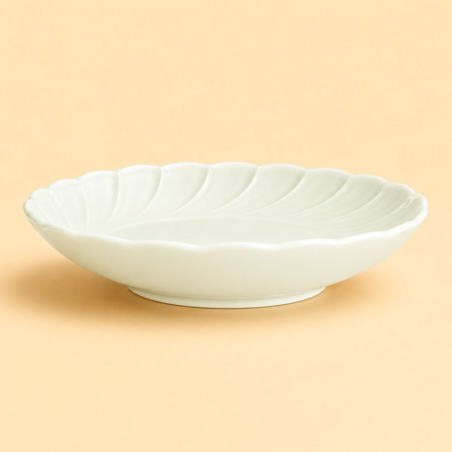 Ivory Petal Wave Ceramic Plate