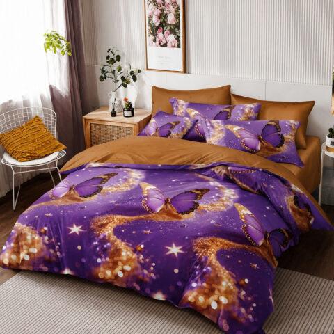 Golden Butterfly Dream Cotton Bedding Set
