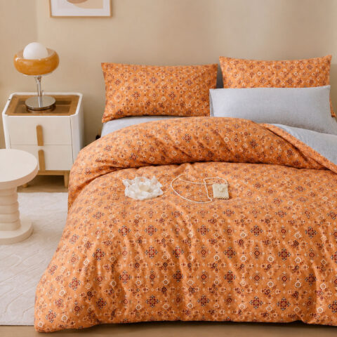 Peach Harmony Cotton Bedding Set