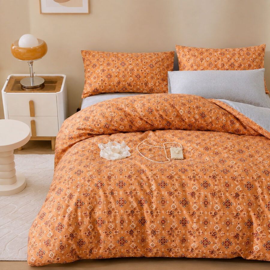 Peach Harmony Cotton Bedding Set