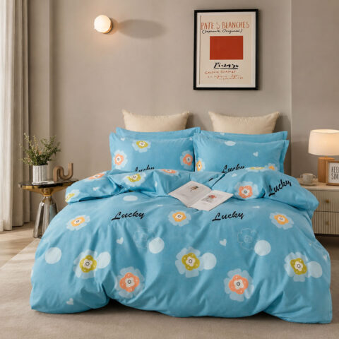 Sky Blue Cotton Bedding Set