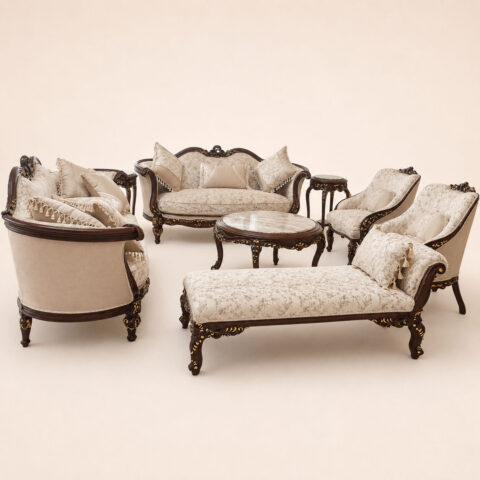 Ebony Ornate Royal Sofa Set