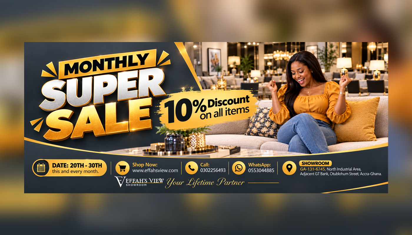 EFFAH'S VIEW Monthly Super Sale: 10% discount on all items, 20th to 30th every month